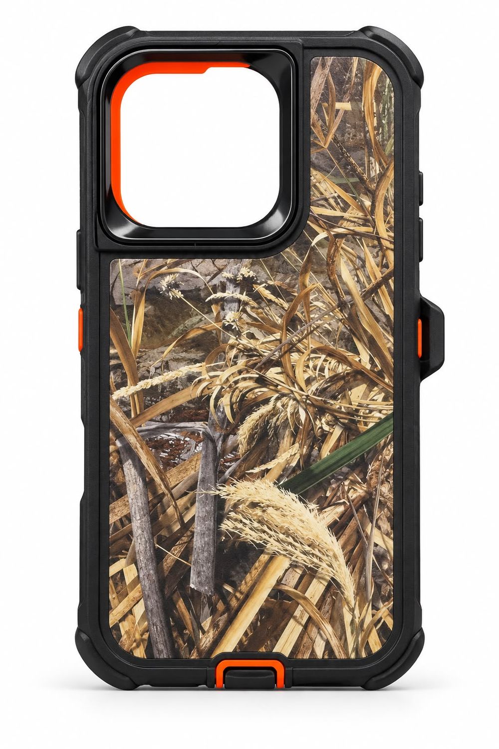 Heavy Duty Camo Case With Clip for Iphone 15 Pro- Orange