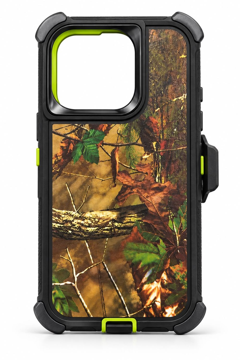 Heavy Duty Camo Case with Clip for Iphone 15 Pro- Green