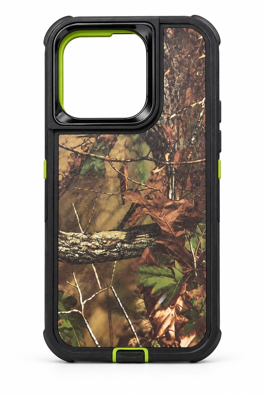 Heavy Duty Camo Case without Clip for Iphone 15 Pro- Green
