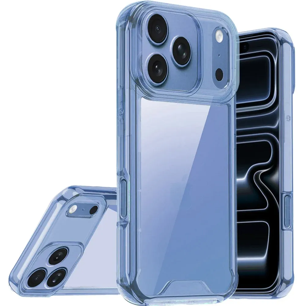 Colored Shockproof Transparent Hard PC TPU Hybrid Case Cover For Apple iPhone 18 Pro Max - Light Blue