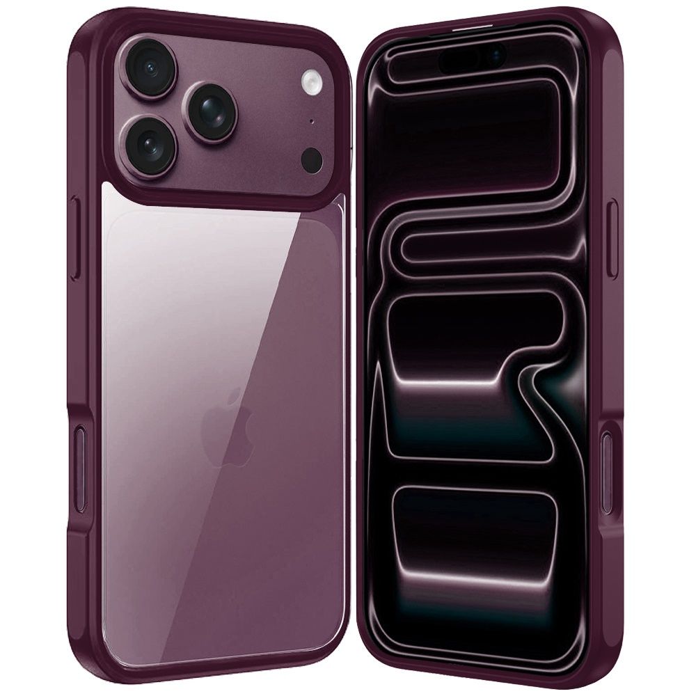 HQ Transparent Thick 2.0mm Hybrid Case For Apple iPhone 18 Pro Max - Dark Cherry