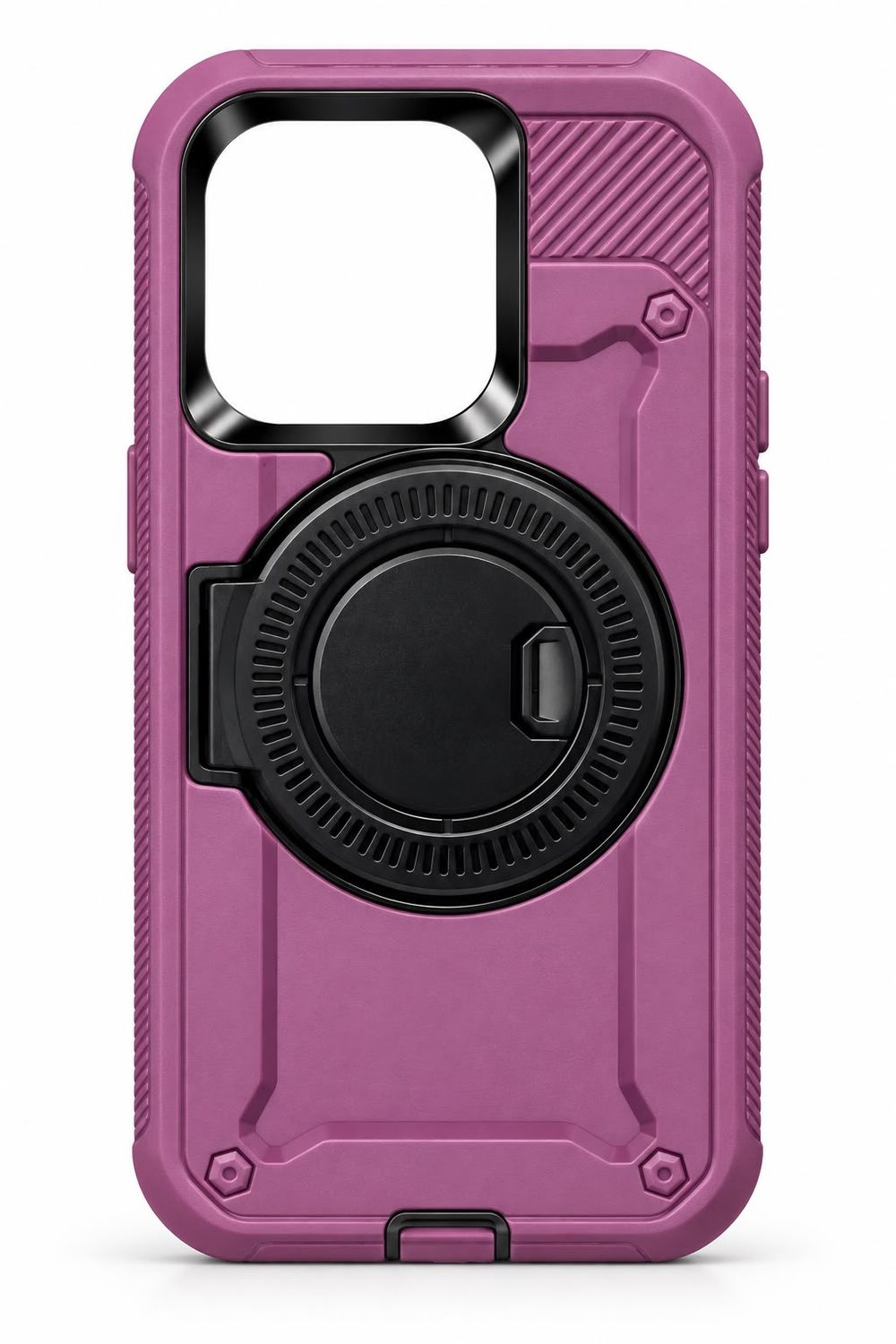 Heavy Duty Magsafe Defender Case Without Clip for Iphone 15 Pro- Magenta