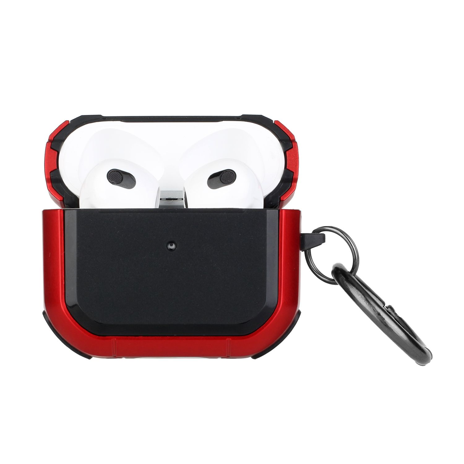 Switch Closure Premium Ultra ShockProof Hybrid With Metal Hook Case Cover For AirPods Pro 3 2025 (3rd Version)- Black+Red