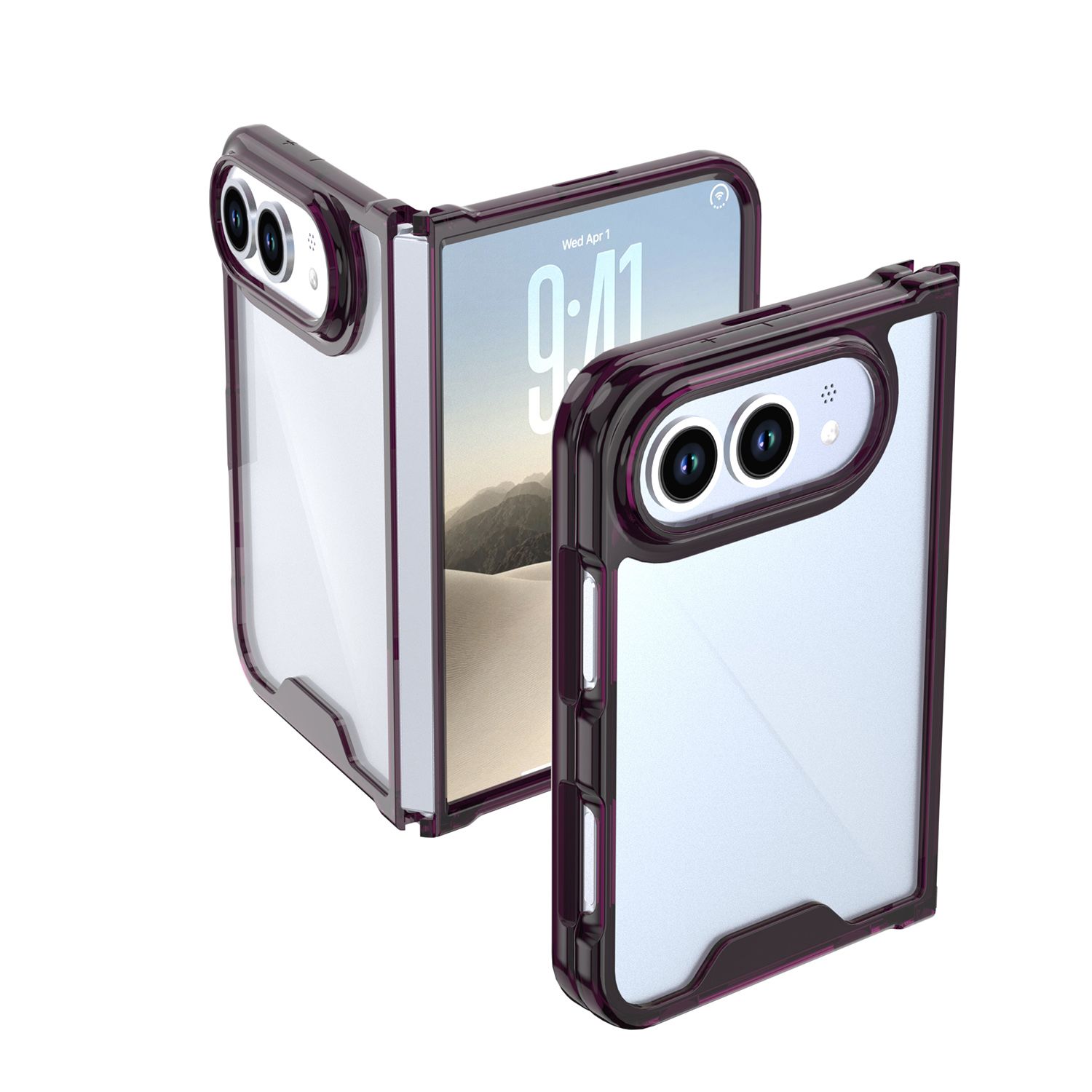 Colored Shockproof Transparent Hard PC TPU Hybrid Case Cover For Apple iPhone DUO - Dark Cherry