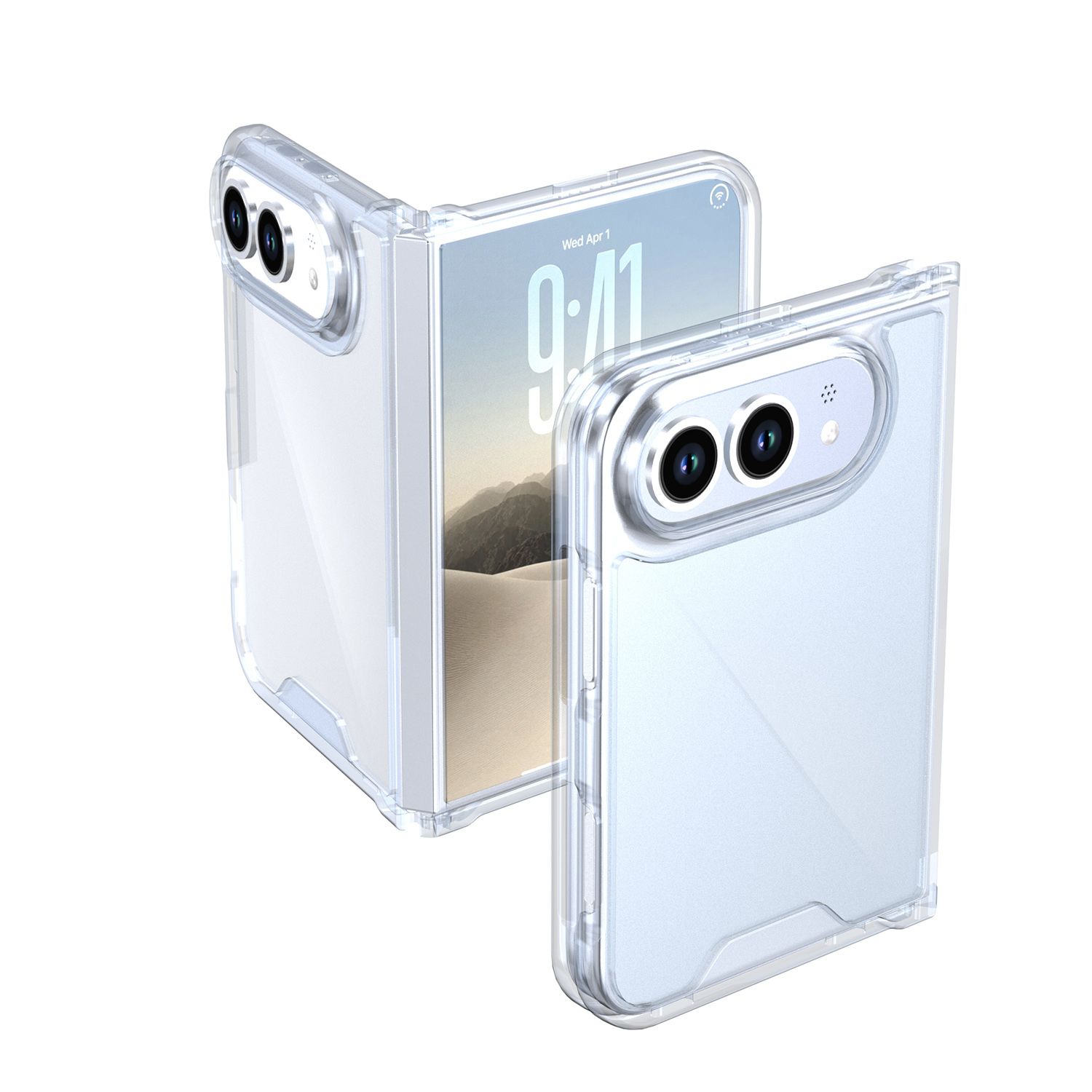 Colored Shockproof Transparent Hard PC TPU Hybrid Case Cover For Apple iPhone DUO- Clear/Clear