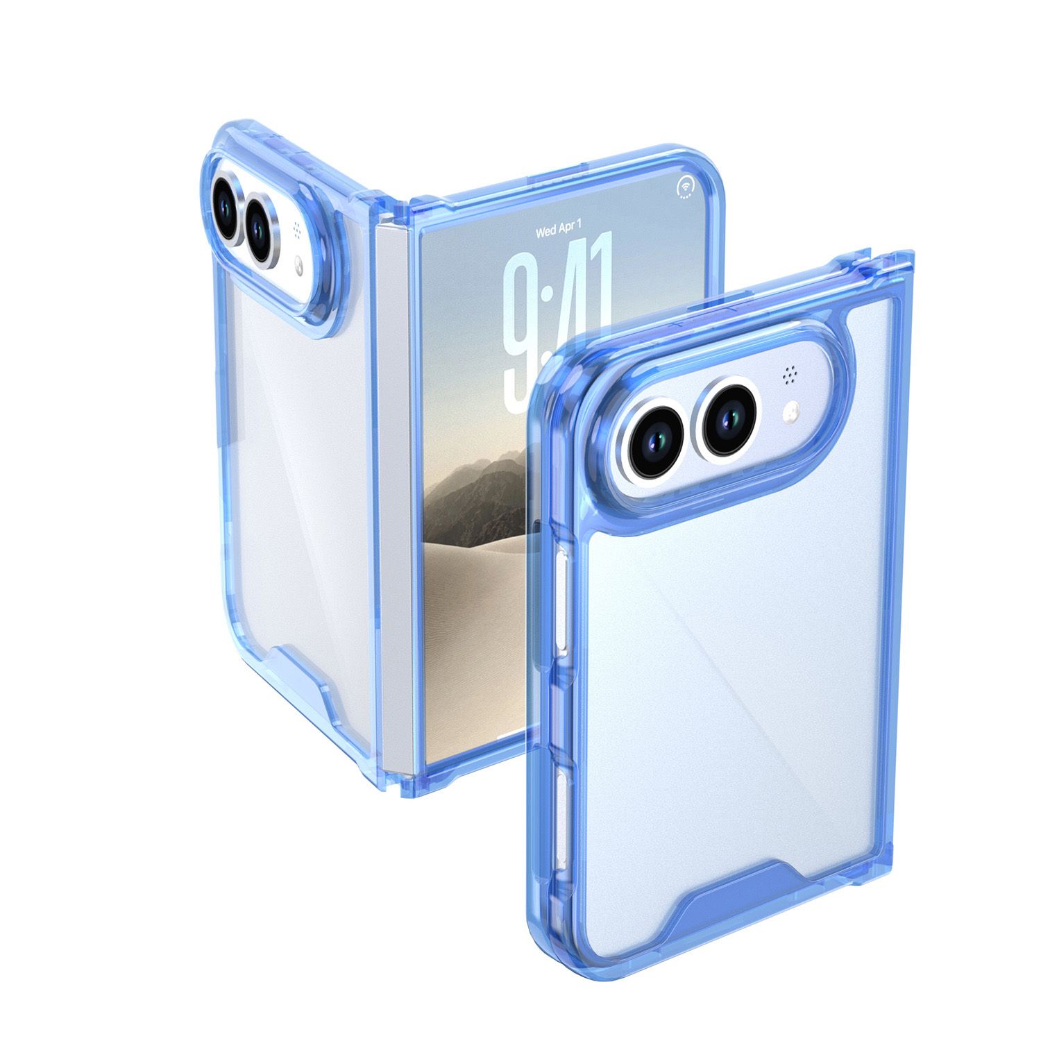 Colored Shockproof Transparent Hard PC TPU Hybrid Case Cover For Apple iPhone DUO - Light Blue
