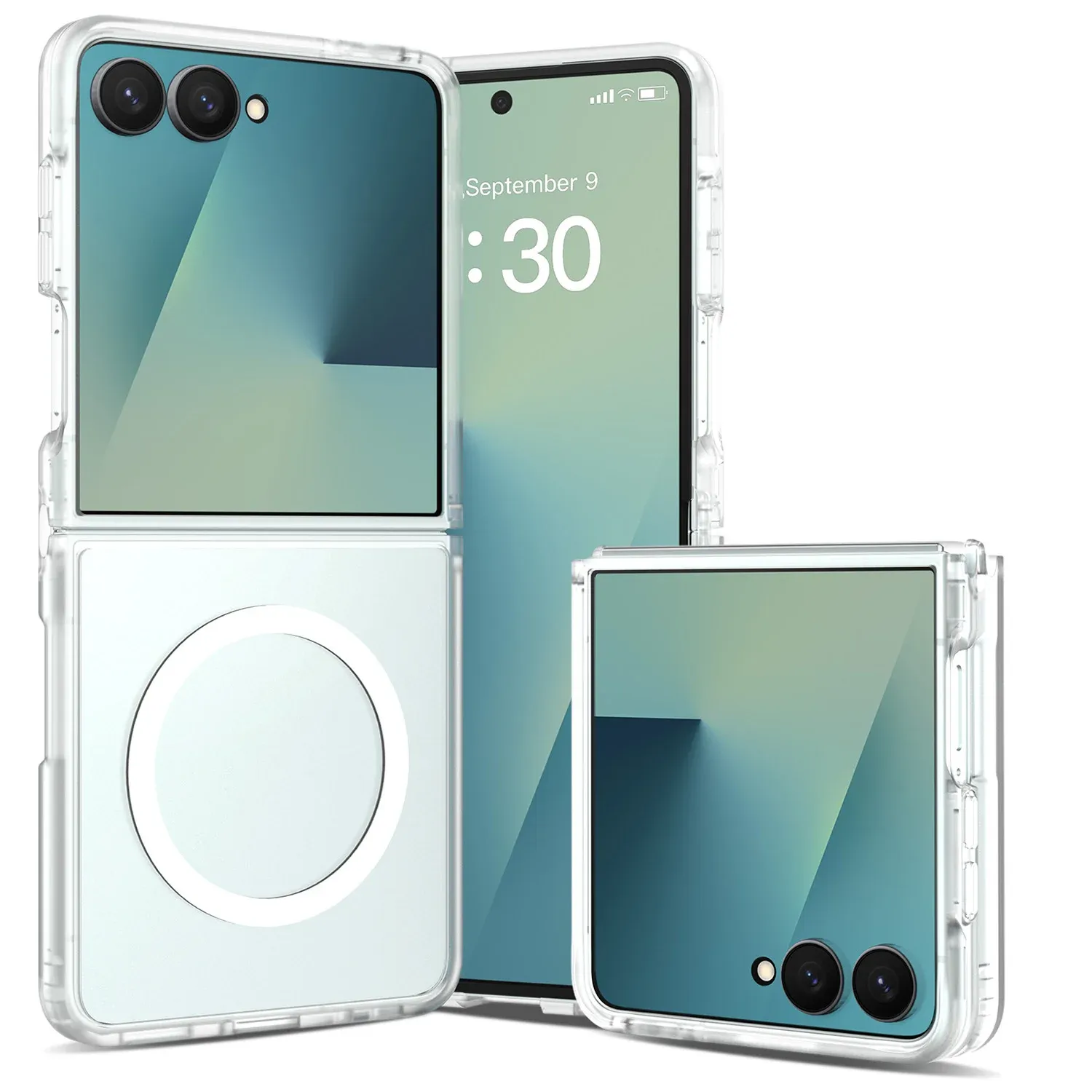 [Magnetic Circle] Smooth Safe Matte Feel Hybrid Case For Samsung Z Flip 8- Clear