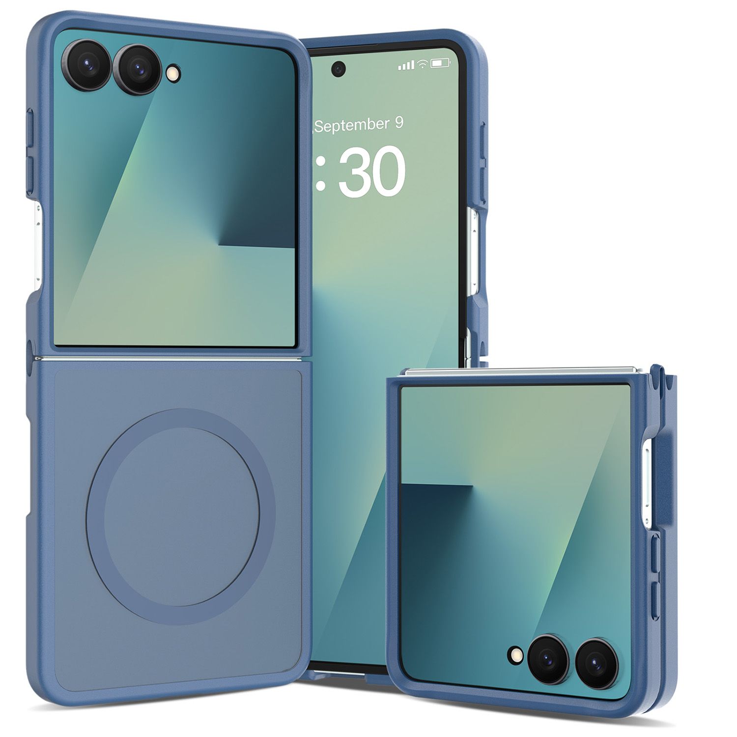 [Magnetic Circle] Smooth Safe Matte Feel Hybrid Case For Samsung Z Flip 8-  Navy Blue