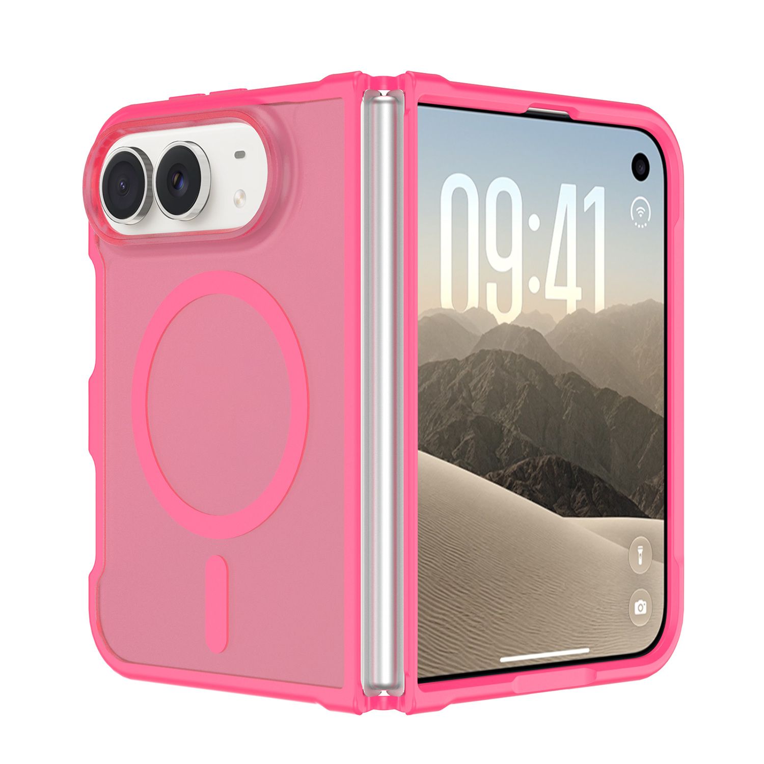 [Magnetic Circle] Smooth Safe Matte Feel Hybrid Case For Apple iPhone DUO- Hot Pink