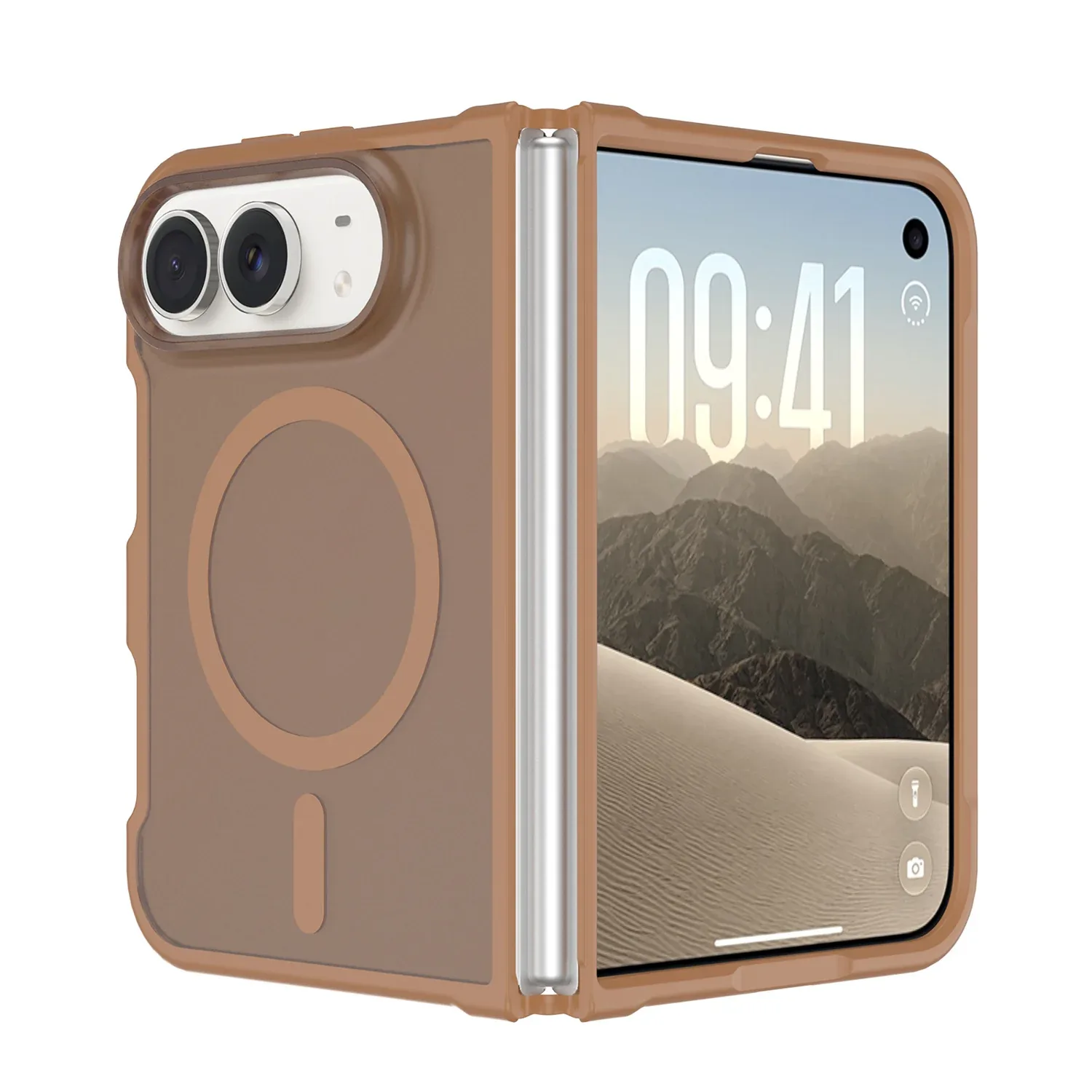[Magnetic Circle] Smooth Safe Matte Feel Hybrid Case Apple iPhone DUO - Brown