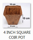 Pot - Square Coir Pot 4” Each Box of 750