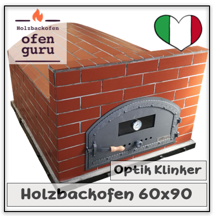 Holzbackofen 60 x 90 I Optik Klinker