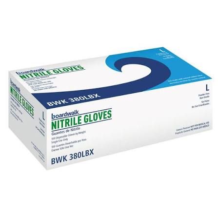 BOARDWALK Nitrile Disposable Gloves, Large, Blue 100/box