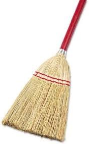 GENUINE JOE 39" Corn Fiber Lobby Broom, Red Handle