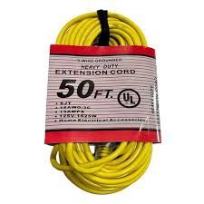 50' EXTENSION CORD, 16/3 300V, Yellow