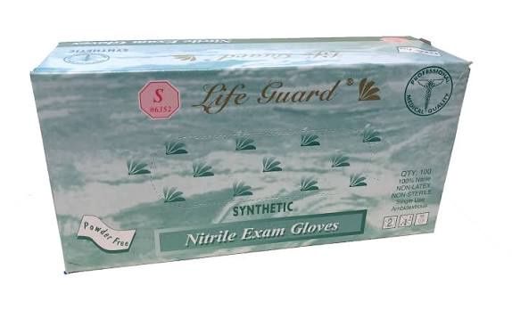 LIFE GUARD Blue Nitrile Powder Free Gloves, SMALL/100BX
