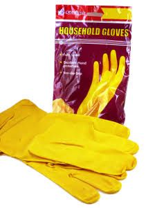 MULTI-USE YELLOW RUBBER FULLY LINED GLOVES, Medium