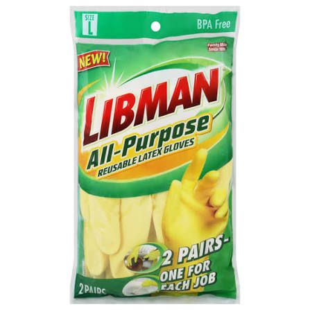 LIBMAN All-Purpose Reusable Latex Gloves - Large (2 PAIRS)