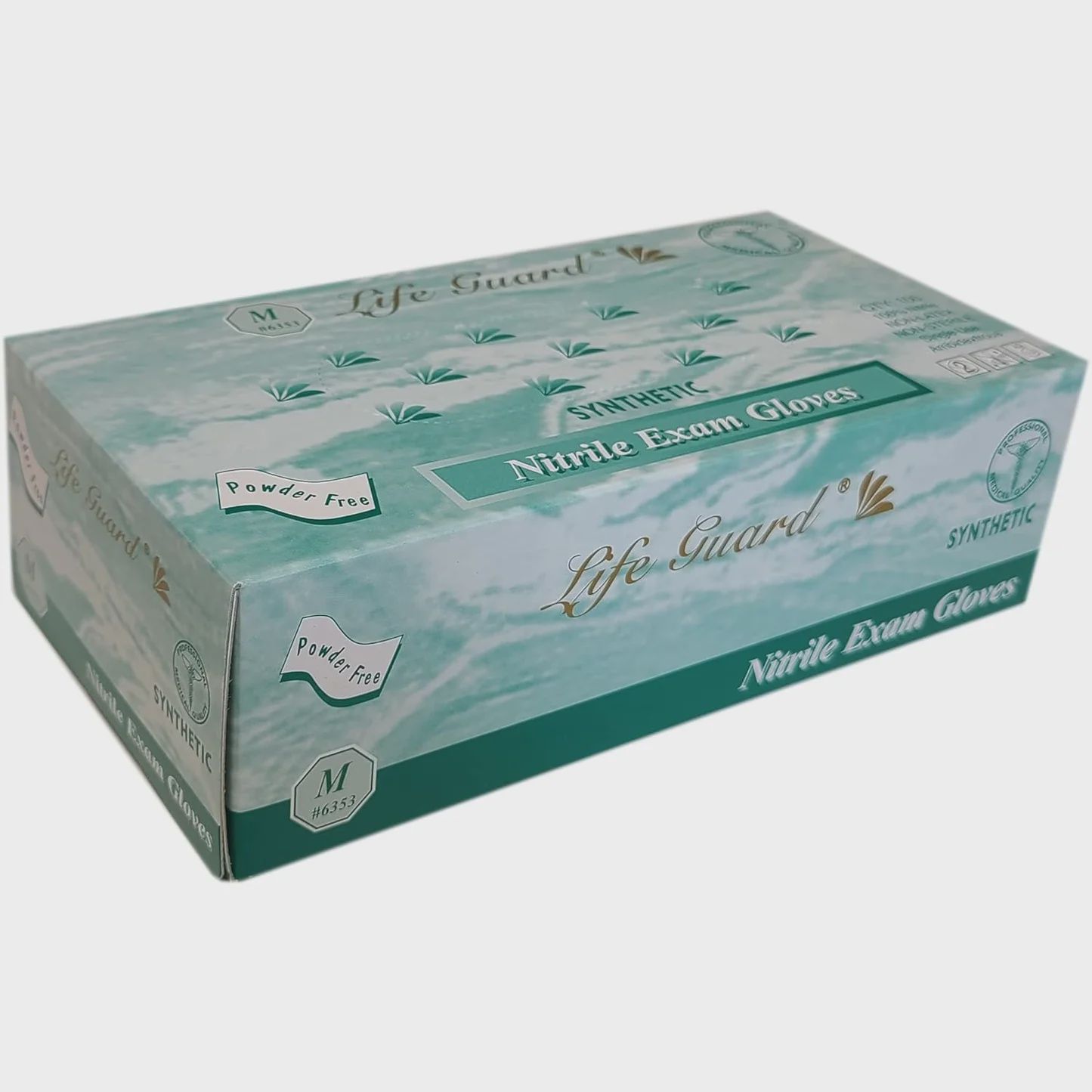 LIFE GUARD Blue Nitrile Powder Free Gloves, MEDIUM/100BX