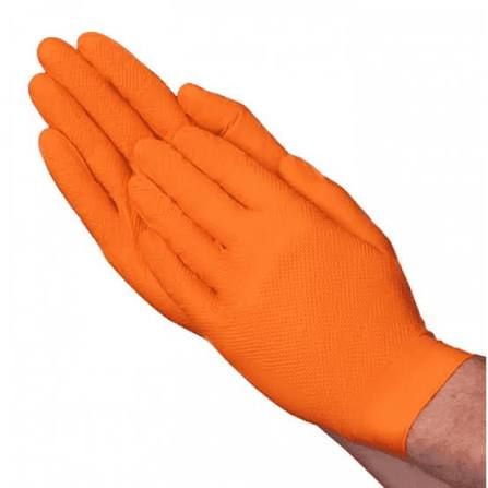 LIFE GUARD Medium ORANGE 8mil Industrial Nitrile Gloves 100/box