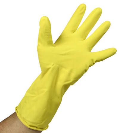 PRO WORKS Yellow Latex Flock Lined Gloves, Medium