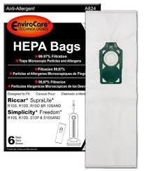 RICCAR SUPRALITE,SIMPLICTY Hepa Bags, (R Series) with green bag holder, 6 Bags, EnviroCare