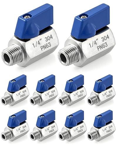 Mini Ball Valve, 1 Piece 1/4" NPT Thread Female and Male 304 Stainless Steel Shut-Off Valves