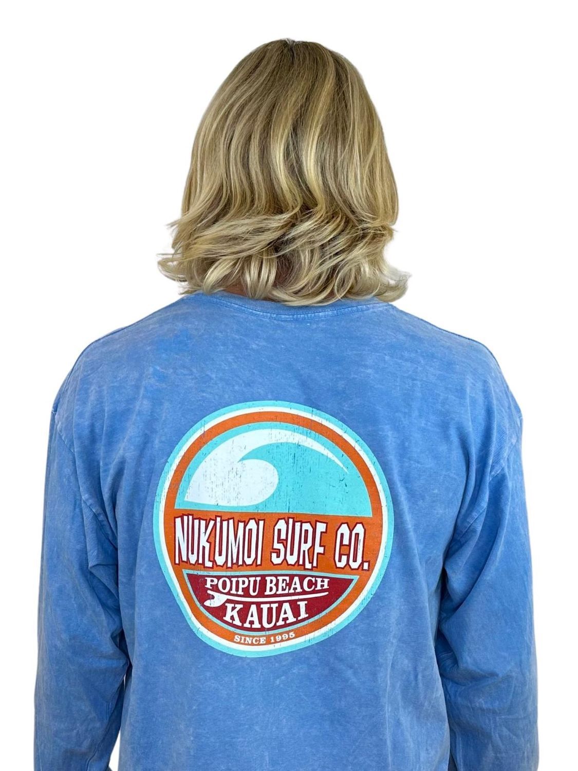 Nukumoi Retro Wave Ls Tee, Color: Saltwater Blue, Size: Sm