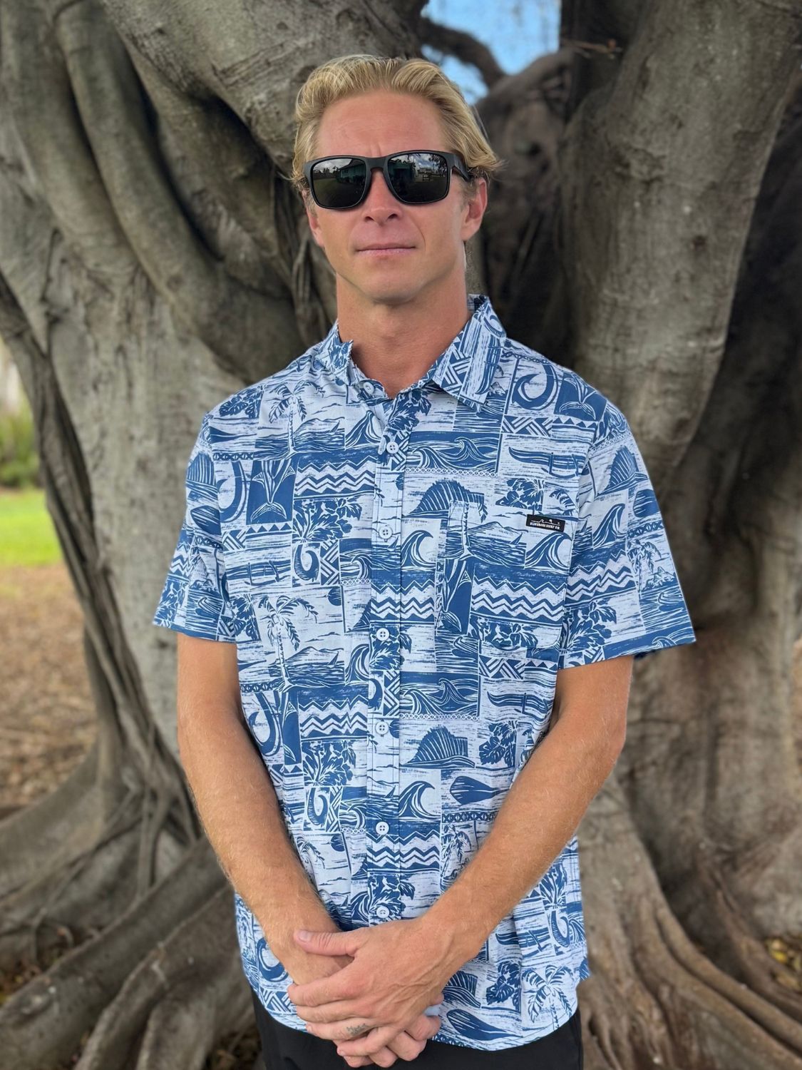 NUKUMOI ALOHA SHIRT, Color: MAKAU BLUE, Size: SM