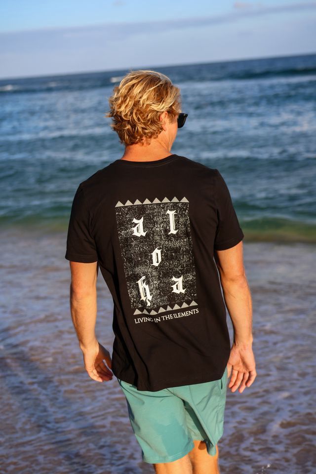 Nukumoi Aloha Elements Tee, Color: Black, Size: Sm