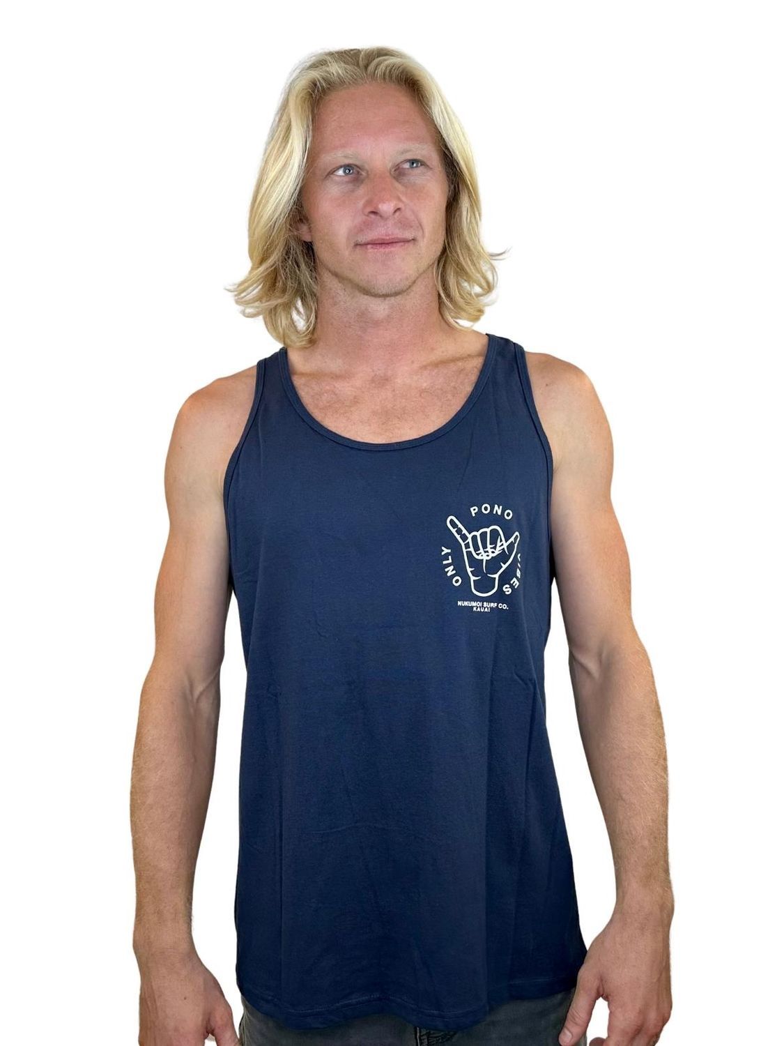 Nukumoi Pono Vibes Tank, Color: Navy, Size: S