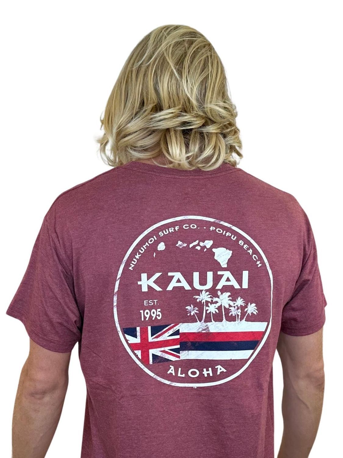 Nukumoi Vintage Hawaiian Flag, Color: Maroon, Size: S