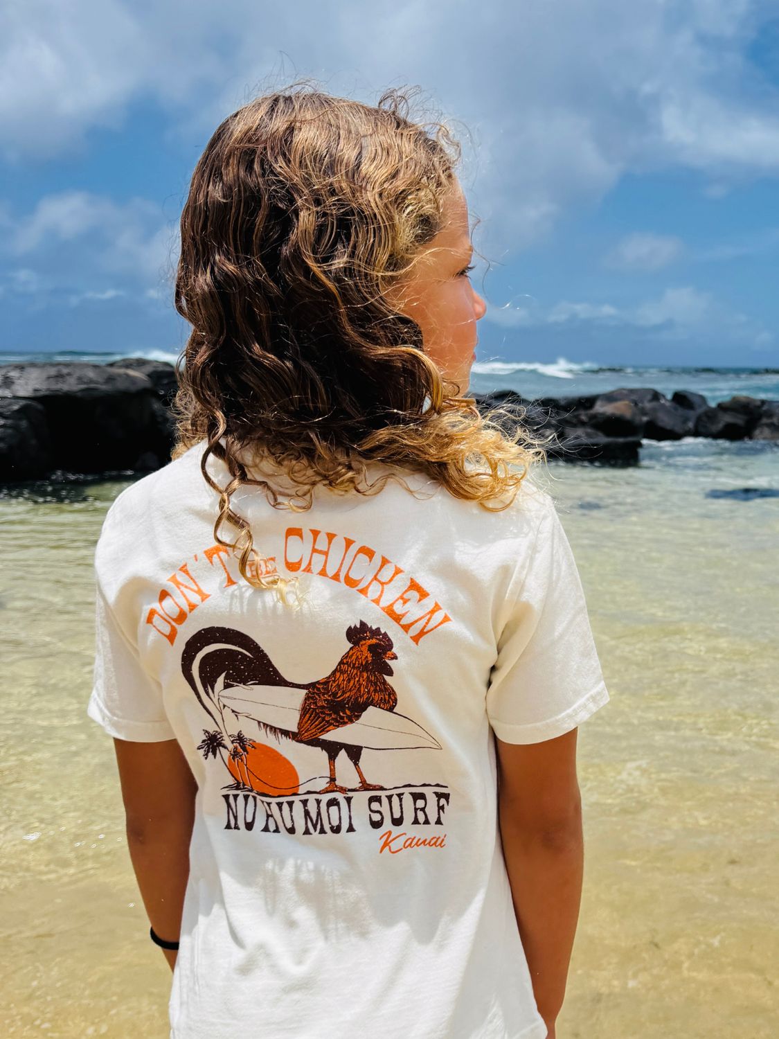 Nukumoi Yth Don't Be Chicken Tee, Color: Ivory, Size: Xs