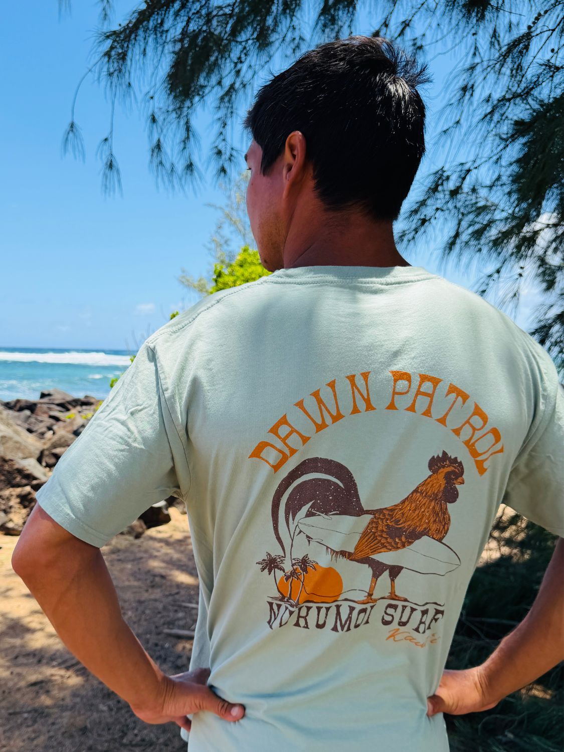 NUKUMOI DAWN PATROL CHICKEN TEE, Color: LT SAGE, Size: SM