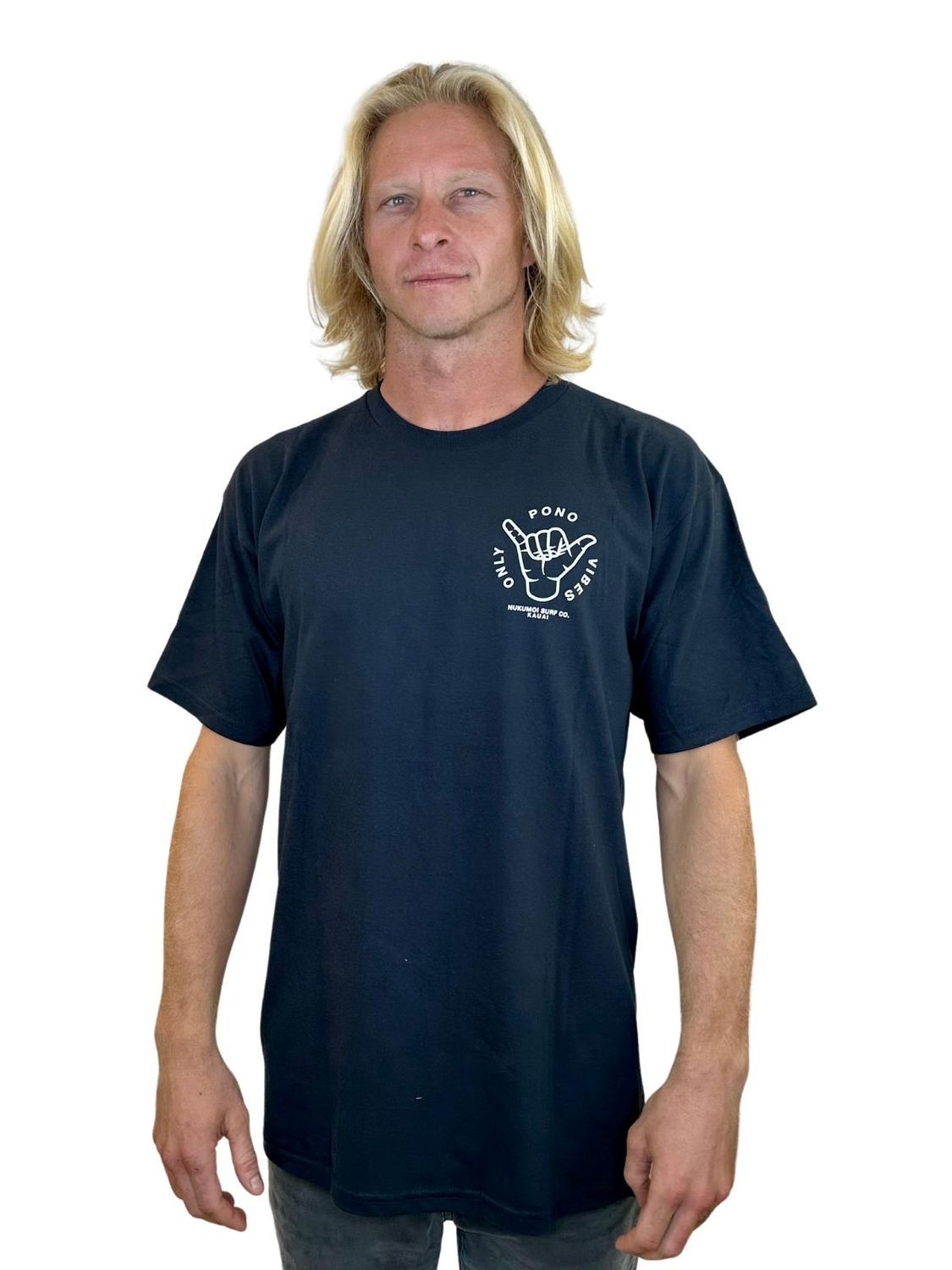 Nukumoi Pono Vibes Only Tee, Color: Navy, Size: S