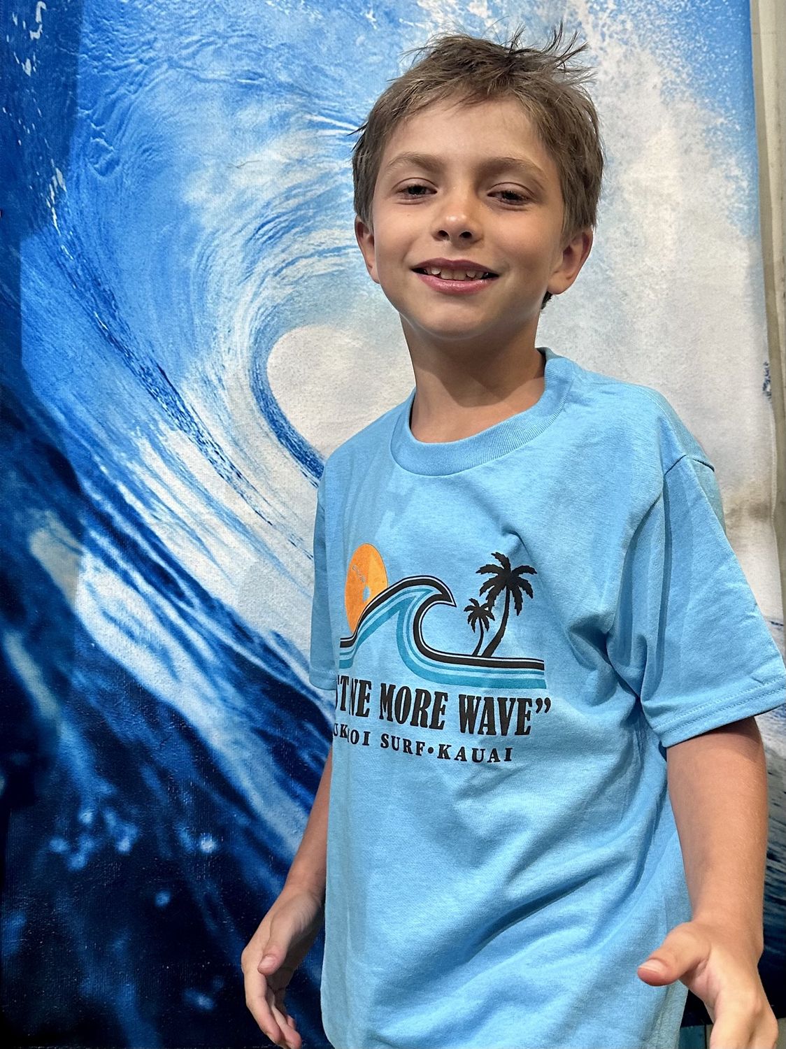 "Just One More Wave" Yth, Color: Aquatic Blue, Size: Xs