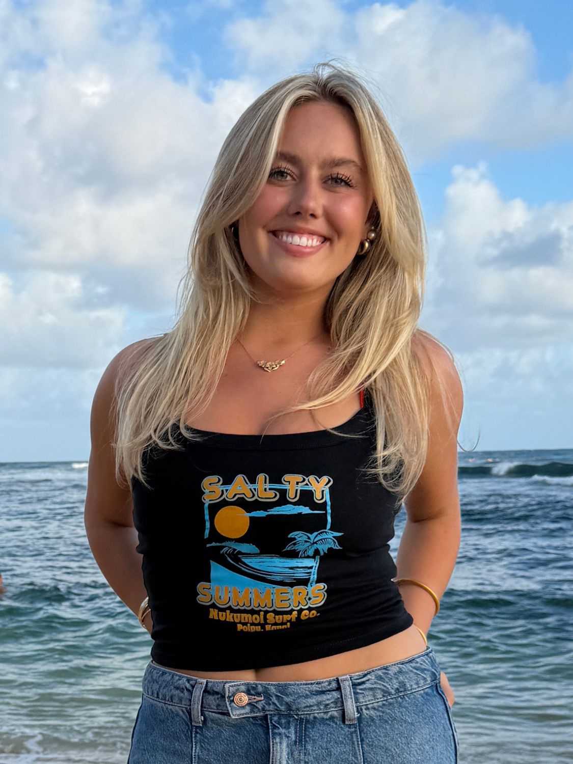 NUKUMOI SALTY SUMMERS TANK, Color: BLACK, Size: XS