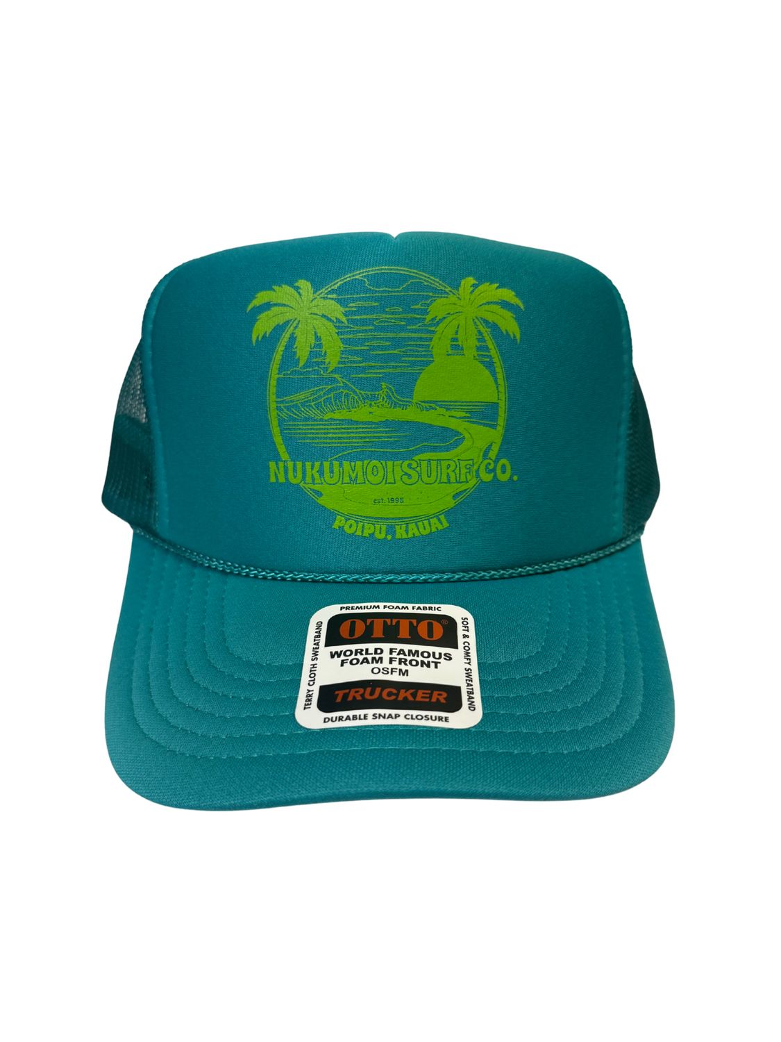 NUKUMOI YTH TRUCKER HAT, Colors: JADE/NEON GRN, Design: NUK POINT