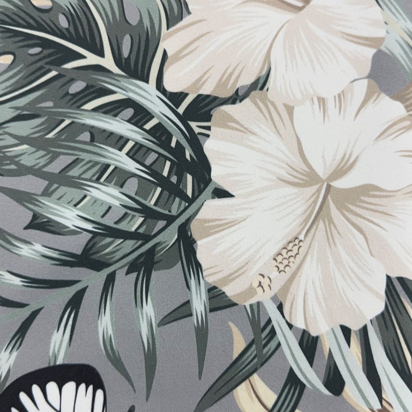 Microfibre tropicale – Fleurs exotiques sauge