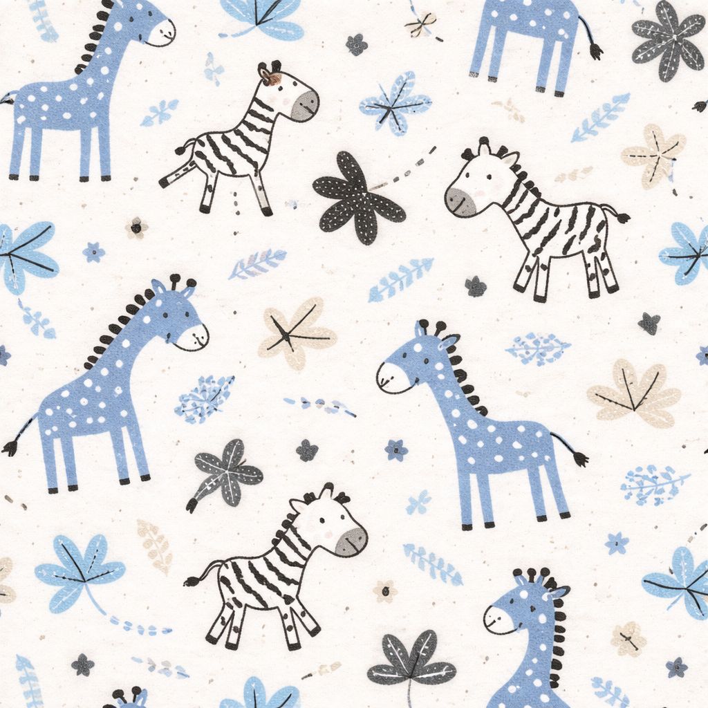 Flanelle enfants – Animaux jungle bleu