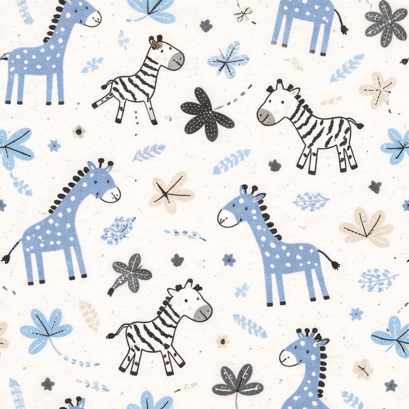 Flanelle enfants – Animaux jungle bleu