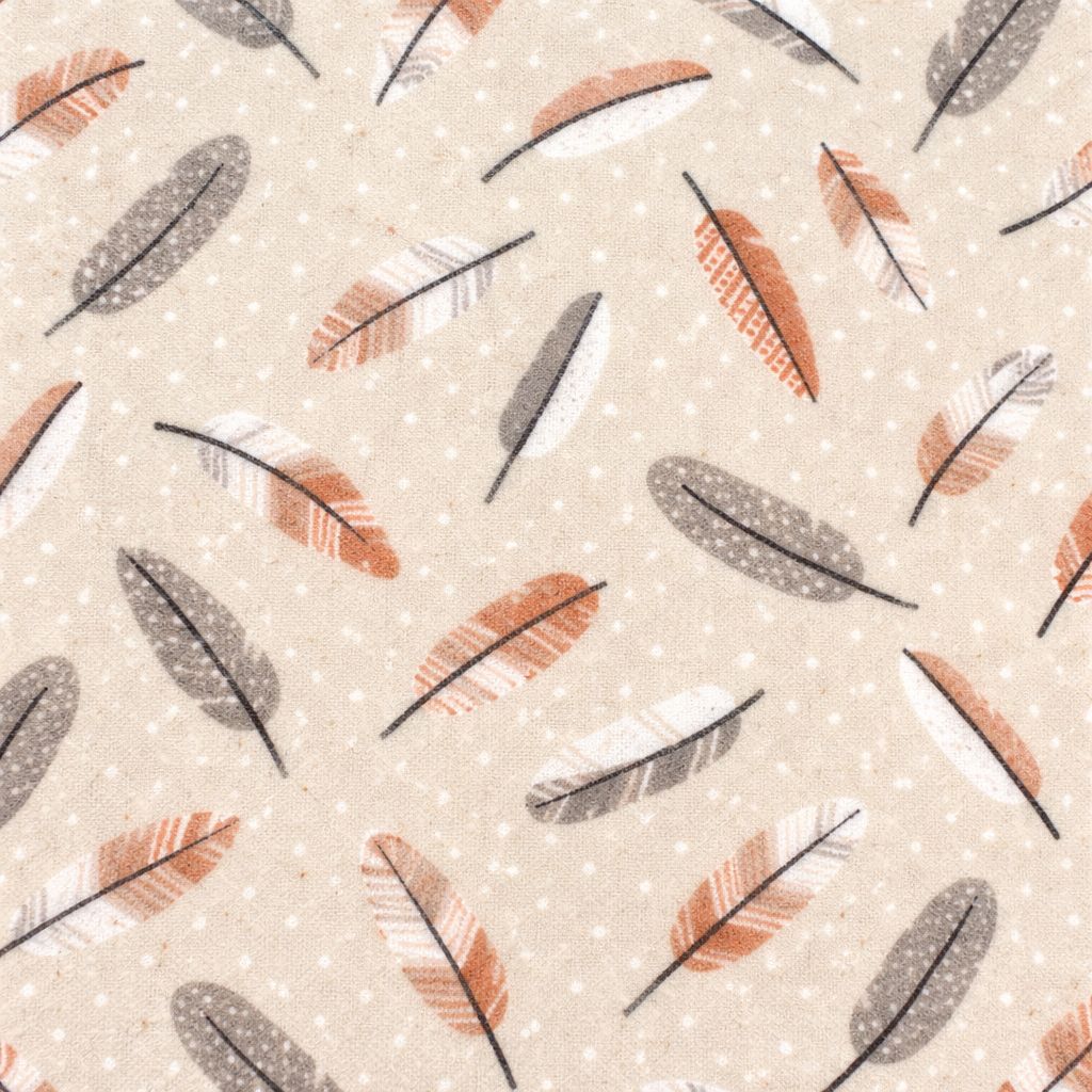 Flanelle imprimée plumes – Tons naturels