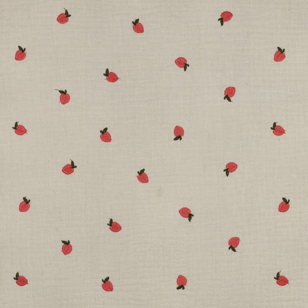 Double gaze brodée – Fruits naturels