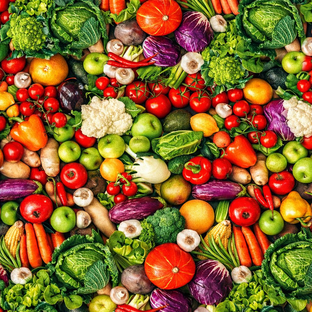 Coton imprimé légumes du marché