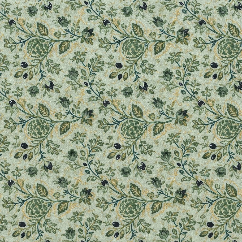 Coton imprimé Dahlia Sage métallisé | Rifle Paper Co. pour Cotton + Steel