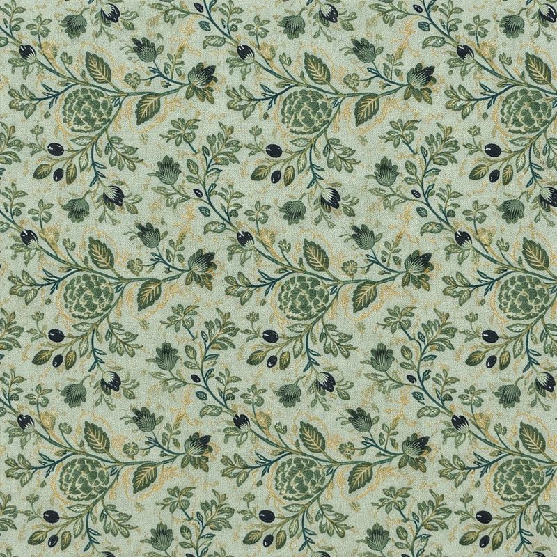 Coton imprimé Dahlia Sage métallisé | Rifle Paper Co. pour Cotton + Steel