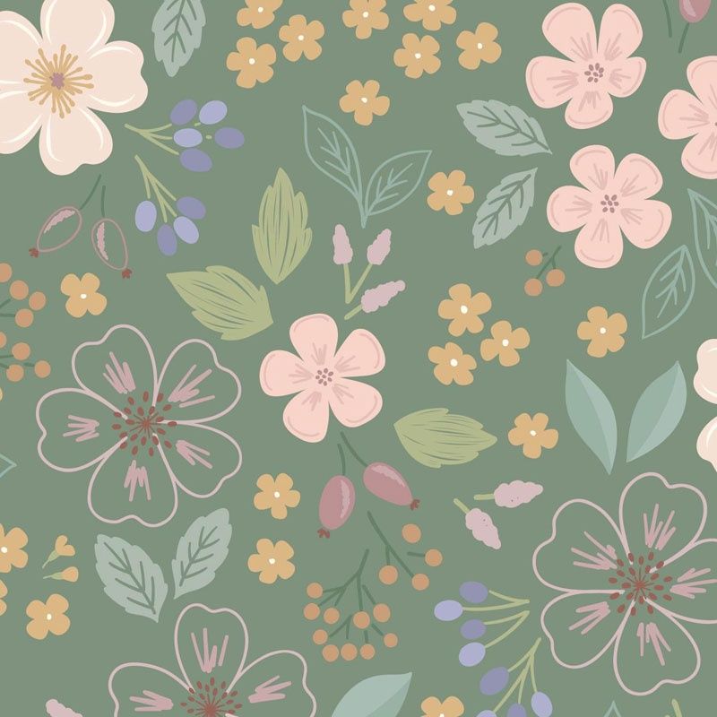 Coton imprimé Sky Garden Green Grey | Lewis &amp; Irene