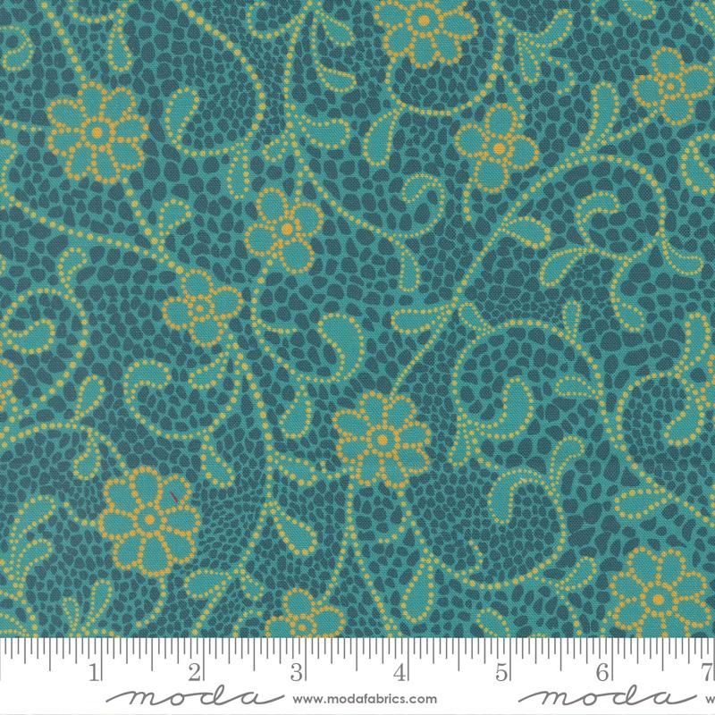 Coton imprimé Teal 2 | Collection Parlor – Moda