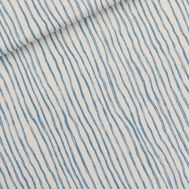 French Terry – Rayures ondulées bleu &amp; beige doux | See You At Six