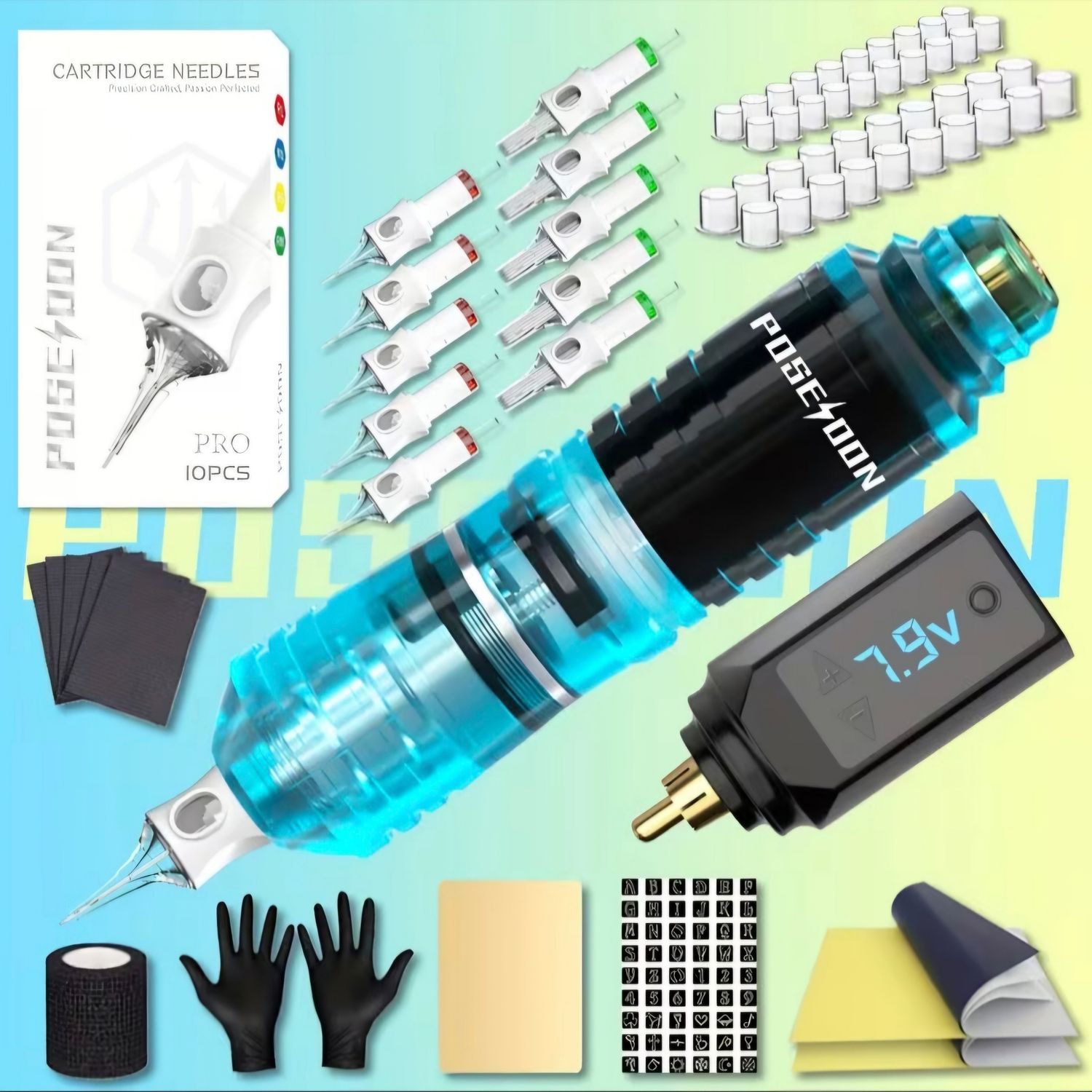 Wireless Tattoo Machine Starter Kit – Tattoo Pen with 10 Needles